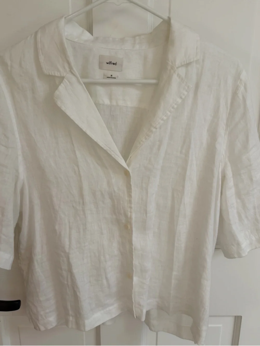 Wilfred linen Cropped White Button Front Shirt - Picture 7 of 10